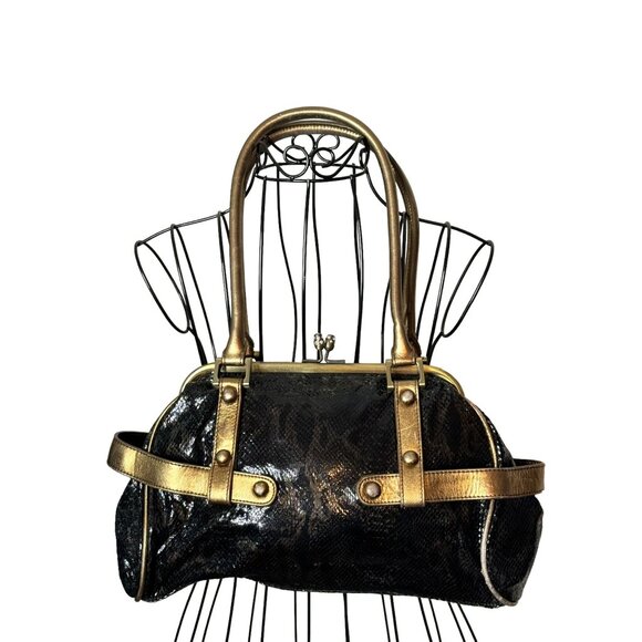 The Find Metallic Snakeskin Embossed Leather Handbag - Picture 3 of 10